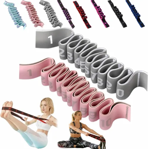Miniatura 8 de Banda de resistencia de fitness para estiramiento y yoga, bandas de resistencia con asas para brazos, ejercicio de tirador de moda, bandas
