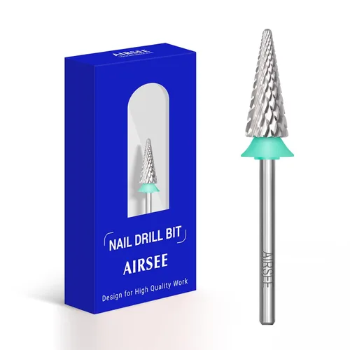 Miniatura 18 de AIRSEE Punta de carburo de tungsteno para taladro de uñas acrílico Efile, cabeza de máquina eléctrica de lima para manicura, pulido, arte