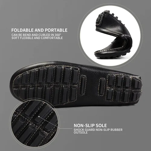 Miniatura 5 de Artisure Mocasines clásicos de cuero genuino para mujer, mocasines de conducción, mocasines casuales sin cordones, zapatos de barco cómodos y a