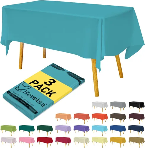 Miniatura 148 de Paquete de 3 manteles de plástico desechables de 54 x 108 pulgadas, manteles de color blanco hueso, manteles de fiesta nupcial para fiestas