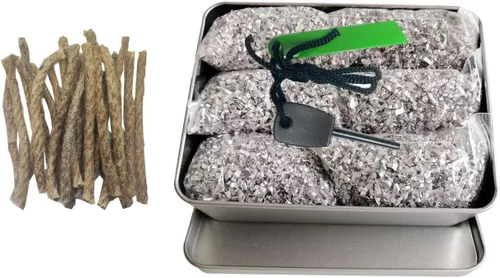 Miniatura 12 de Kit de iniciación de fuego con magnesio y varilla ferro – Equipo de supervivencia de emergencia con 12 bolsas de magnesio 99% puro + Bolsa