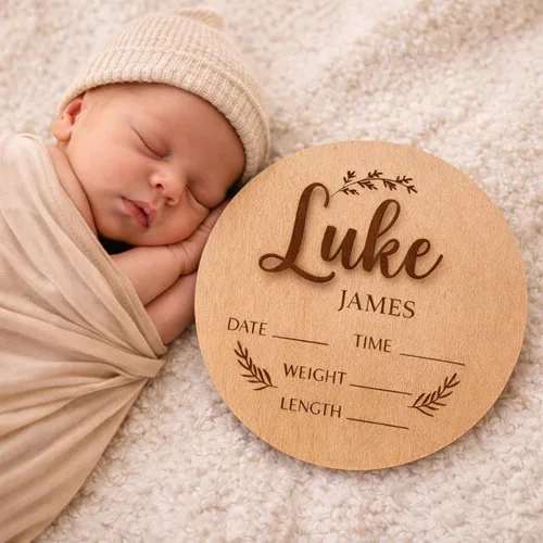 Miniatura 5 de Letreros de madera de lujo personalizados con nombre de bebé, bebé próximamente, regalos de bienvenida recién nacido para niño o niña, estilo 03