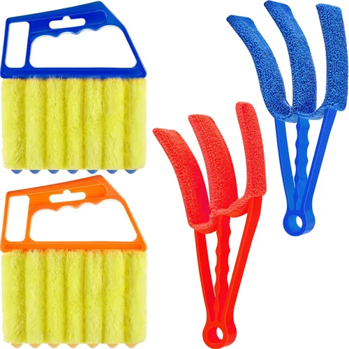 4 piezas de limpiador veneciano para ventanas, herramienta limpiadora de 7 dedos para persianas y obturadores, cepillo de mano para persianas de