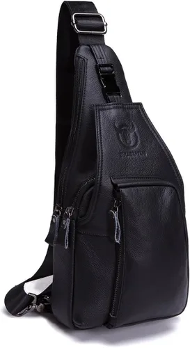 Bolso de pecho de cuero genuino para hombre, bolso cruzado de hombro, bandolera, mochila de mensajero, mochila para negocios, casual, deporte,