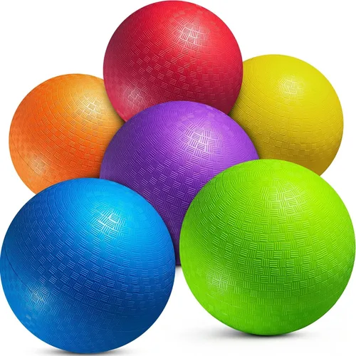Pelotas de patio de juegos de 5 pulgadas para niños pequeños y niños – (paquete de 6) pelotas inflables de goma que rebotan para dodgeball con bomba