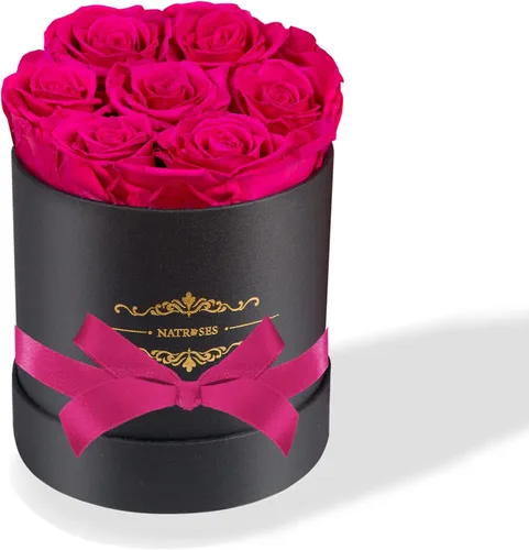 Miniatura 11 de NATROSES 7 piezas de rosas preservadas en una caja, flores preservadas para cumpleaños, regalos de flores para el Día de la Madre (negro)