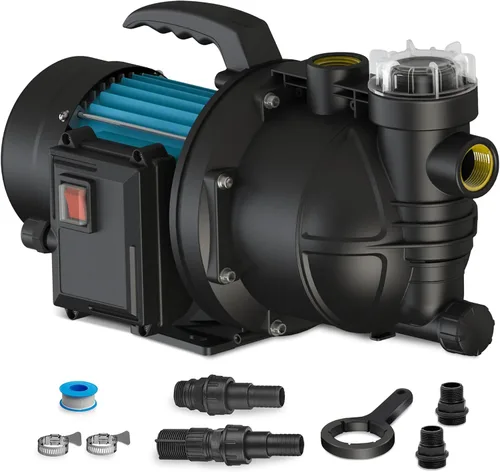 Miniatura 8 de FLUENTPOWER 1HP Bomba de transferencia de jardín portátil, bomba eléctrica de refuerzo de rociadores de 900 GPH, bomba de chorro de pozo poco