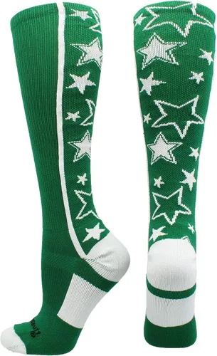 MadSportsStuff Calcetines de sóftbol con estrellas para niñas y mujeres, calcetines altos por encima de la pantorrilla, tallas para jóvenes y adultos