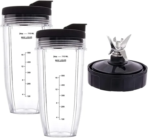 Miniatura 5 de Vasos de 24 onzas con hoja para llevar, 7 aletas, para licuadora Ninja IQ BN801 SS101 BL480-30 BL641 BL642-30