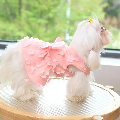 Miniatura 3 de Laifug Vestido de perro con estampado de cachorro, vestido de princesa para perro, ropa de fiesta linda (rosa, M)