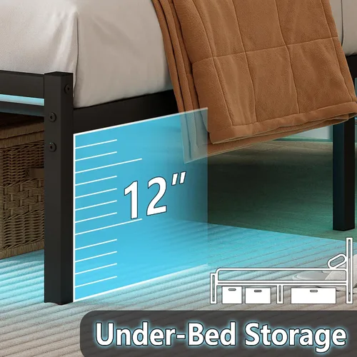 Miniatura 5 de CLIBFENG - Base de cama Queen con cabecera, listones de acero resistentes de apoyo - Base de cama LED con estación de carga USB, fundamento