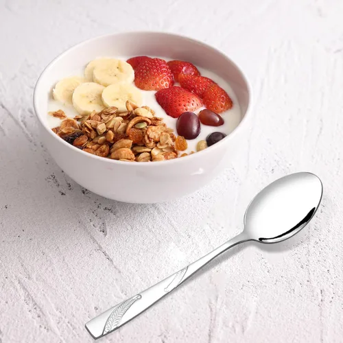 Miniatura 8 de Cuchara de postre de acero inoxidable de 16 piezas, juego de cubiertos de cuchara de postre de 6.02 pulgadas 6.02-Inch, Dessert Spoons, Cutlery