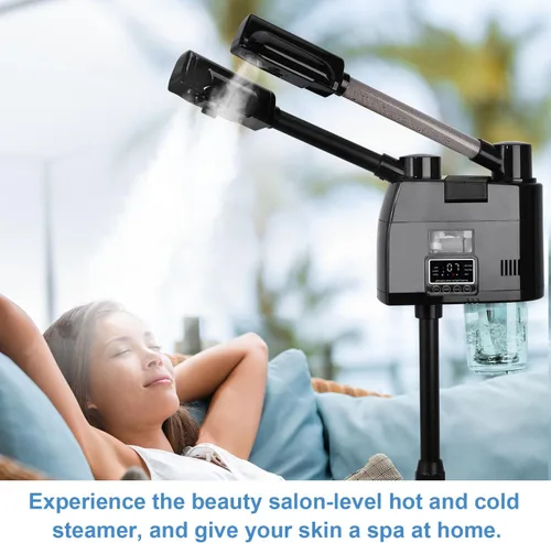 Miniatura 7 de FLOLXNB Vaporizador facial profesional, vaporizador facial 2 en 1, vaporizador esteticista con boquilla caliente y fría, vaporizador facial digital