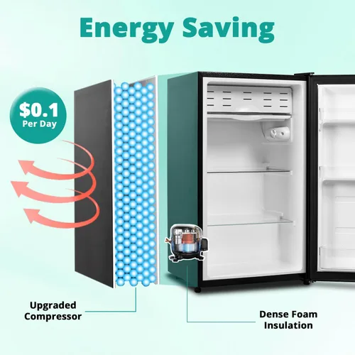 Miniatura 6 de SMETA - Refrigerador pequeño de 3.2 pies cúbicos de una puerta, mininevera para dormitorio, oficina, residencia de estudiantes, cocina, debajo