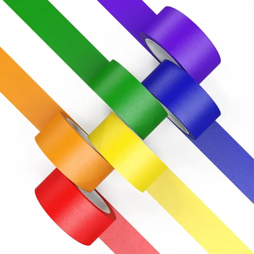 Miniatura 9 de CHIYUNS Cinta adhesiva de color, cinta de pintores de color para niños, 10 rollos de 1 pulgada de ancho x 12 yardas cada uno, cintas de papel