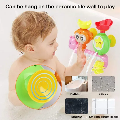 Miniatura 9 de G-WACK Juguetes de baño para niños pequeños de 1, 2 y 3 años, juguetes de agua para tina de bebé recién nacido, juguetes de agua interactivos