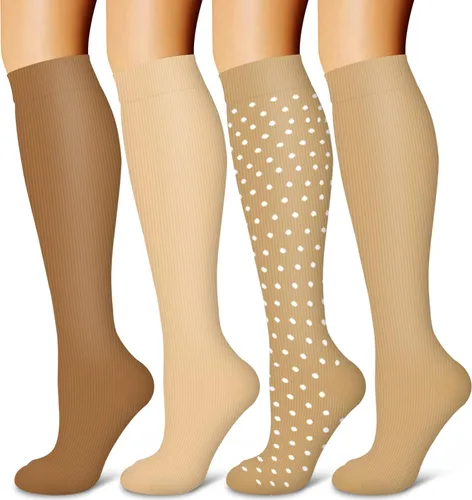 Miniatura 7 de Laite Hebe 4 pares de calcetines de compresión para mujeres y hombres, el mejor apoyo para enfermeras, correr, atletismo