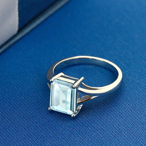 Miniatura 28 de Gem Stone King Anillo de compromiso solitario con diseño clásico de vástago dividido para mujer, plata de ley 925, piedra natal de piedra preciosa
