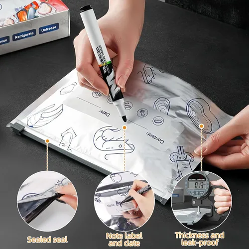 Miniatura 7 de 30 bolsas reutilizables de Mylar para almacenamiento de alimentos, bolsas de aluminio impermeables, bolsas de pie para congelador, contenedores