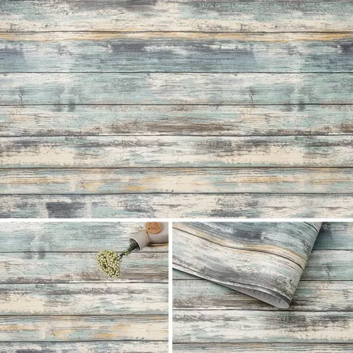 Miniatura 15 de Arthome 17 x 393 pulgadas Papel tapiz blanco gris, adhesivo de pelar y pegar, papel de contacto de madera, autoadhesivo, fácil de limpiar, película
