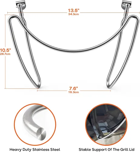 Miniatura 2 de onlyfire Soporte de tapa de acero inoxidable Slide-a-Side para parrillas de carbón de 18”/22”/26