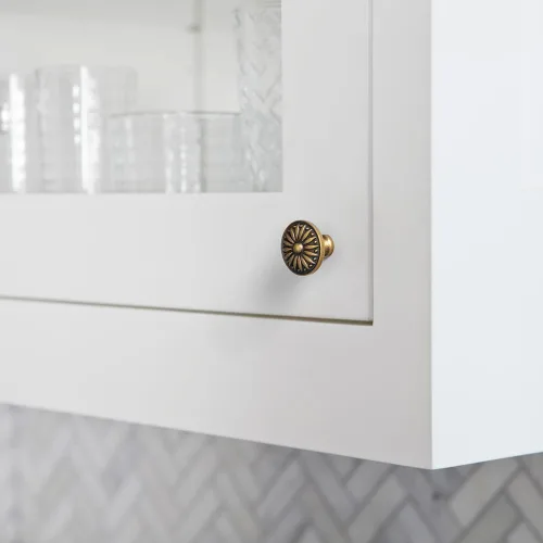 Miniatura 3 de Goo-Ki - Paquete de 6 pomos de gabinete estilo vintage de latón antiguo con diseño floral ornamentado y acabado desgastado para cajones y puertas