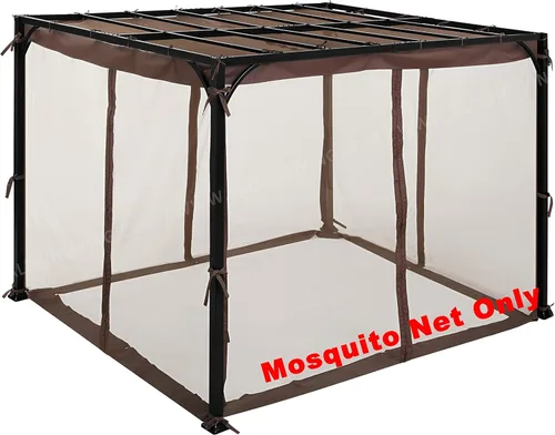 Miniatura 2 de Mosquitera de repuesto para pérgola de techo plano, malla para insectos (8 pies x 10 pies, marrón)