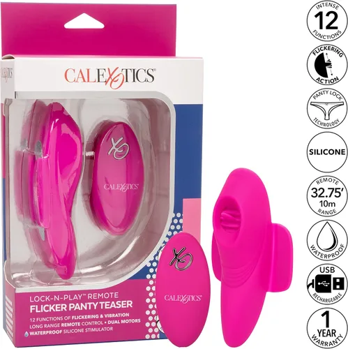 Miniatura 2 de CalExotics Lock-N-Play SE-0077-58-3 - Vibrador de clítoris de silicona resistente al agua con 12 funciones, recargable con vibración parpadeante