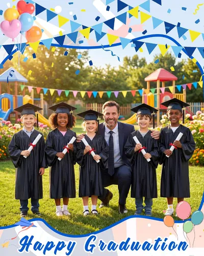 Miniatura 4 de Xuhal Juego de 8 gorros y batas de graduación preescolar para jardín de infantes, gorro de graduación para niños con borla de graduación 2026