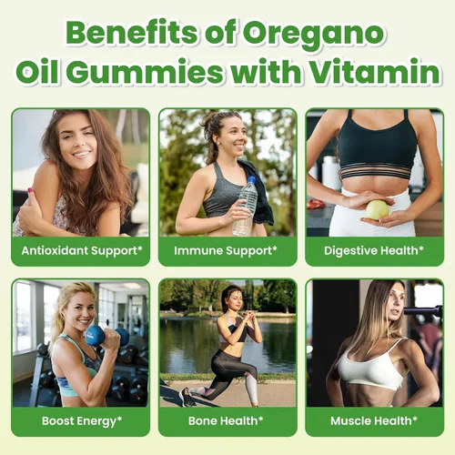 Miniatura 3 de Gomitas de aceite de orégano con aceite de semilla negra + vitamina D3, aceite de orégano orgánico de alto carvacrol, apoyo inmunológico