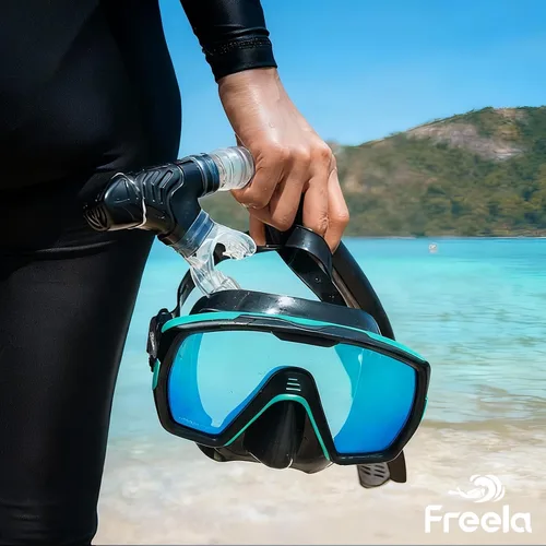 Miniatura 6 de Freela Gafas de natación para adultos con cubierta para la nariz, vidrio templado, antivaho impermeable, 180°, visión amplia transparente