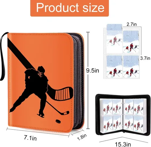 Miniatura 2 de Carpeta de tarjetas de hockey, carpeta de tarjetas coleccionables de 4 bolsillos con 400 fundas para tarjetas, estuche portátil para álbum