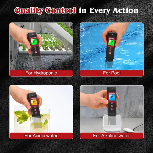 Miniatura 7 de Medidor de pH Digital de Alta Precisión Certificado UL con Kits de Prueba de pH, Pantalla LCD Retroiluminada de Color con Tira de Prueba de pH