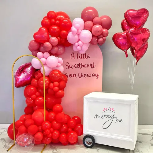 Miniatura 4 de Kit de arco de globos rojo brillante de 135 piezas de diferentes tamaños de 18, 12, 10 y 5 pulgadas, decoraciones de fiesta de color rojo para baby