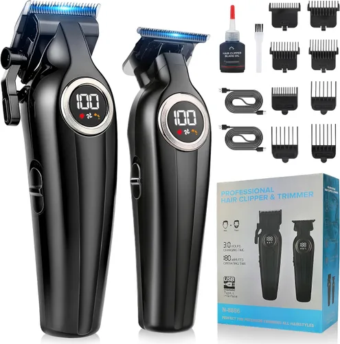 Miniatura 8 de Zesuti Juego de cortapelos de peluquero inalámbrico para hombres, kit profesional de corte de pelo y recortadora de hoja en T sin espacio y Negro 949