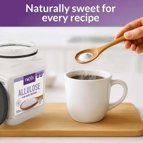 Miniatura 3 de Roots Circle Edulcorante a base de plantas de alulosa, alternativa de azúcar cero calorías para hornear y bebidas, totalmente natural, Kosher, sin