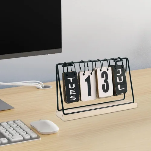 Miniatura 7 de Calendario de escritorio de madera 2025, calendarios de escritorio de madera portátiles con tarjetas de fecha para la oficina en casa y la escuela