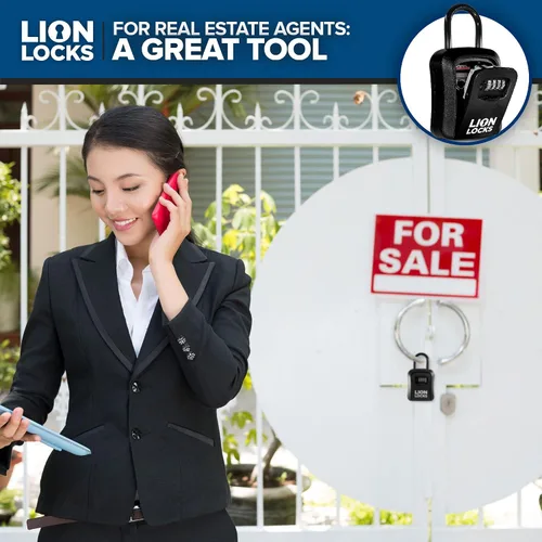 Miniatura 6 de Lion Locks Caja de seguridad para llaves, paquete de 6 unidades, color negro, solución segura para llaves con cerradura de combinación para hogares