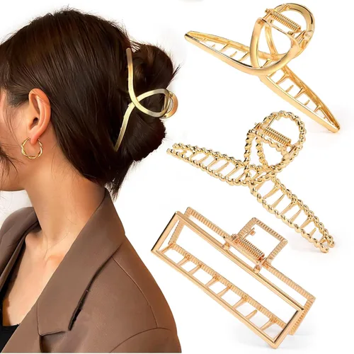 Miniatura 11 de Mehayi 3 PCS Pinzas de Garra de Metal Grandes para Cabello Grueso y Pesado, Pinzas de Sujeción Antideslizantes Grandes con Mordaza para Cabello