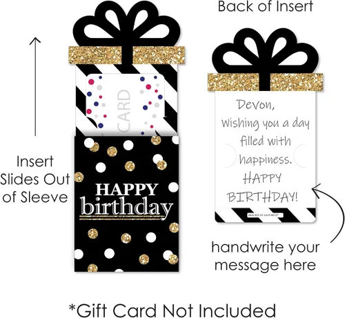 Miniatura 5 de Big Dot of Happiness Juego de 8 fundas para tarjetas de regalo y dinero para fiestas de cumpleaños para adultos, doradas, para tarjetas de regalo
