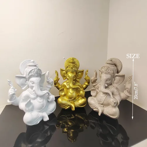 Miniatura 5 de Estatua de Dios indio, Señor Ganesha, estatua de elefante hindú, esculturas de Buda de ídolo Ganpati, regalo hindú, templo para el hogar