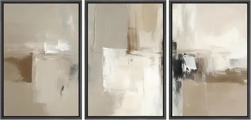 Miniatura 9 de wall26 Lienzo enmarcado para pared, juego de arte con trazos de pintura roja y naranja vibrante, paisaje, formas abstractas, ilustraciones, arte