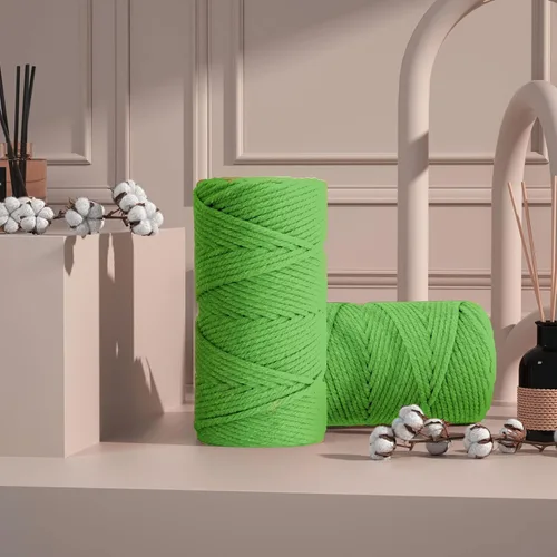 Miniatura 4 de Cordón de algodón para macramé de 5mm x 109 yardas, ZUEXT 100% natural hecho a mano con 4 hebras trenzadas y torcidas de algodón para colgar plantas