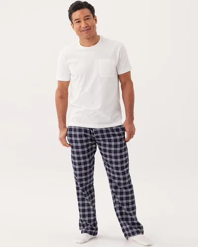 Miniatura 2 de Paquete de 3 Pantalones de pijama para hombre Pantalones de franela de algodón de punto Bragueta de botón (disponible en tallas grandes y altas)