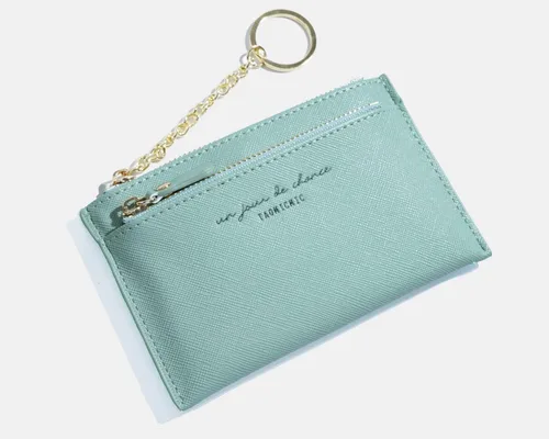 Miniatura 4 de Cartera delgada para mujer con monedero y tarjetero de crédito, cartera con llavero para mujer, Verde, Classic