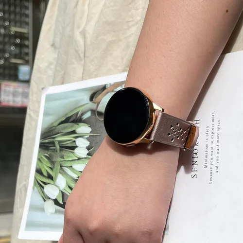 Miniatura 5 de Correa de cuero de encaje suave de 0.78 pulgadas compatible con Samsung Galaxy Watch 7/6/5/4 de 1.575 pulgadas, 1.732 pulgadas, Samsung Galaxy Watch