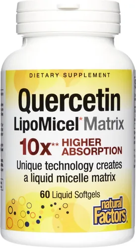 Natural Factors, Quercetina LipoMicel Matrix para una absorción superior, gel, 60 unidades