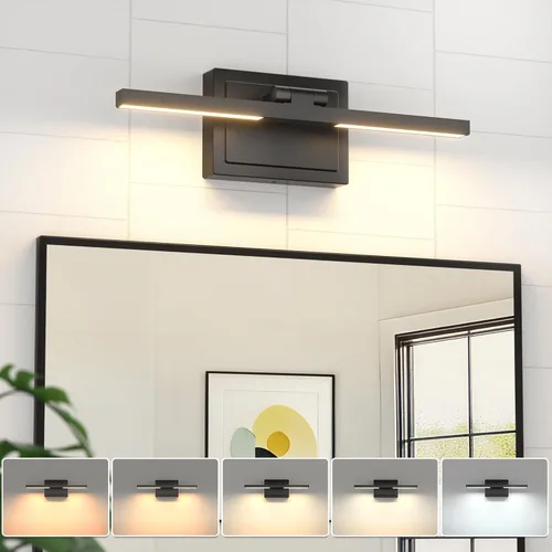 Miniatura 12 de VOLISUN Lámpara de tocador de baño de 48 pulgadas, 5CCT regulable, lámpara LED de baño de 40 W sobre el espejo, luces de tocador de barra negra