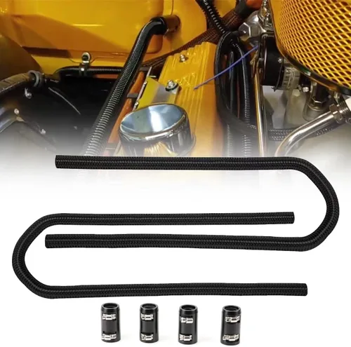 Miniatura 7 de Manguera de radiador de acero inoxidable de 36 pulgadas, adaptador universal flexible de mangueras de agua, kit de manguera de radiador de Negro