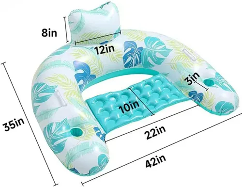 Miniatura 3 de Paquete de 2 flotadores inflables de piscina para adultos, sillas flotantes para fiesta, verano, agua, playa, lago, diversión flotante, piscina